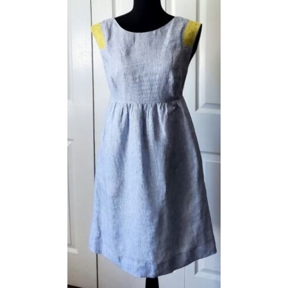 J Crew Women's Fit & Flare Dress 100% Linen Sleeveless Pockets Lined Sz 0 EUC